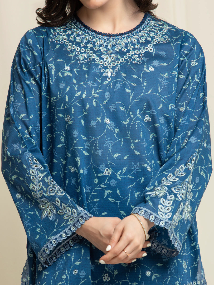edenrobe Premium Embroidered Lawn Unstitched 3Pc Suit EWU6V1-33004