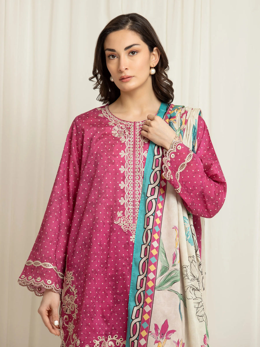 edenrobe Premium Festive Unstitched Lawn 3Pc Suit EWU6V1-33005