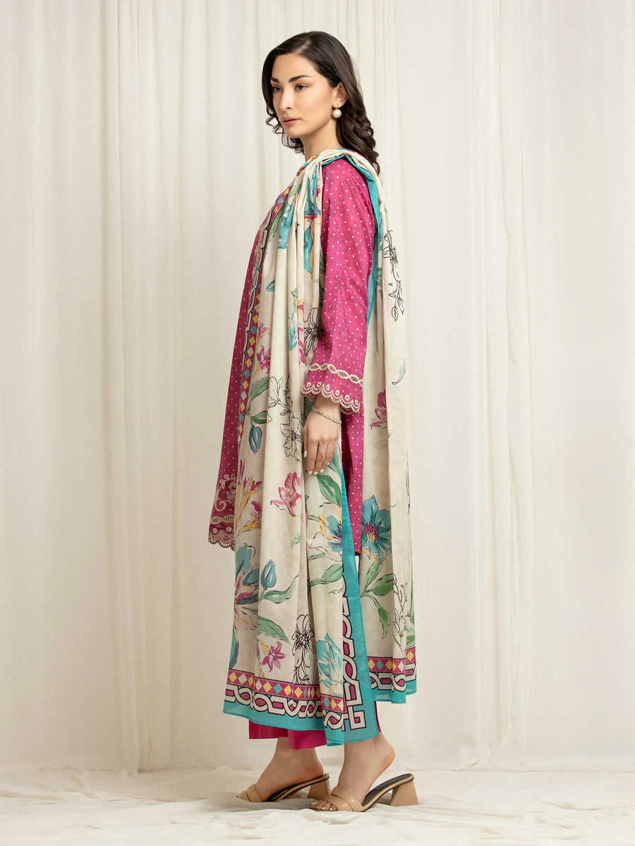edenrobe Premium Festive Unstitched Lawn 3Pc Suit EWU6V1-33005