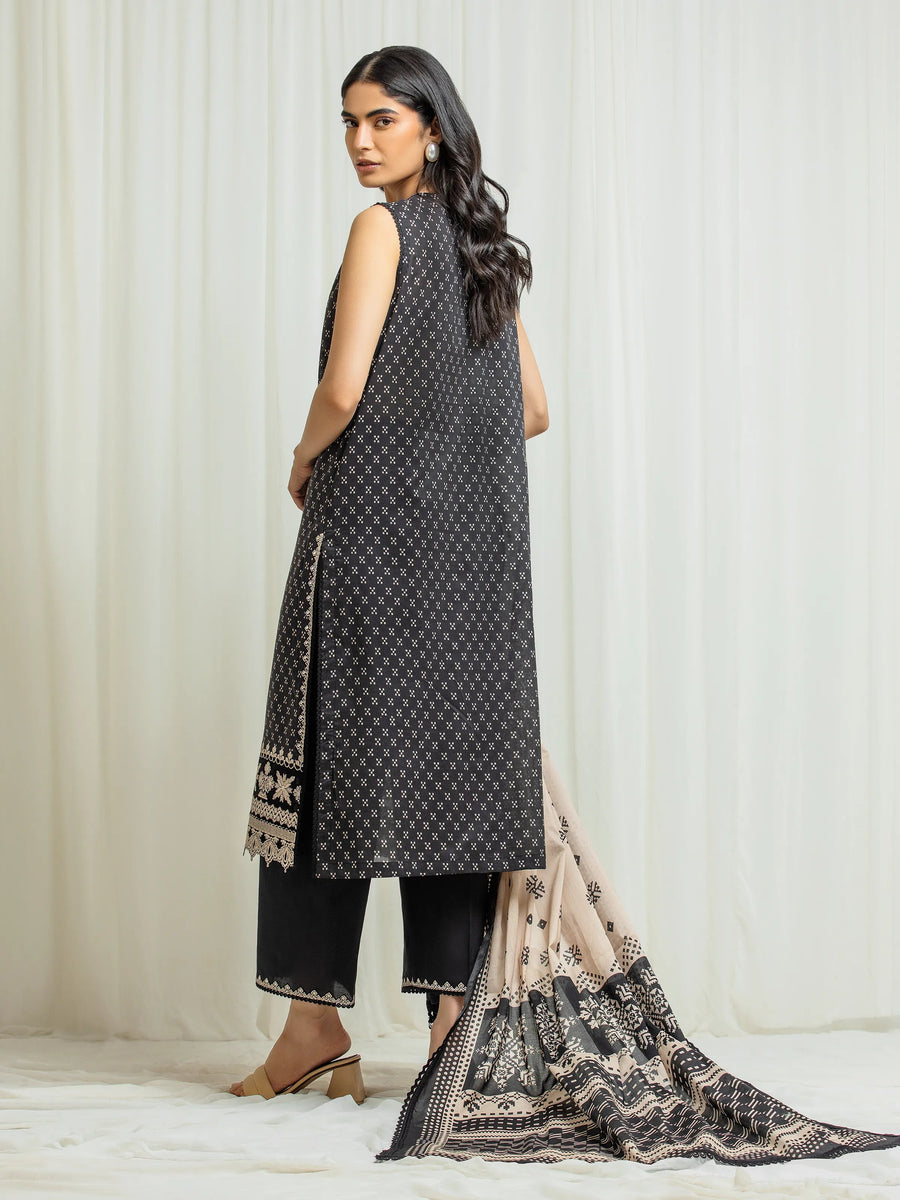 edenrobe Premium Embroidered Lawn Unstitched 3Pc Suit EWU6V1-33006