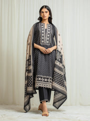 edenrobe Premium Embroidered Lawn Unstitched 3Pc Suit EWU6V1-33006
