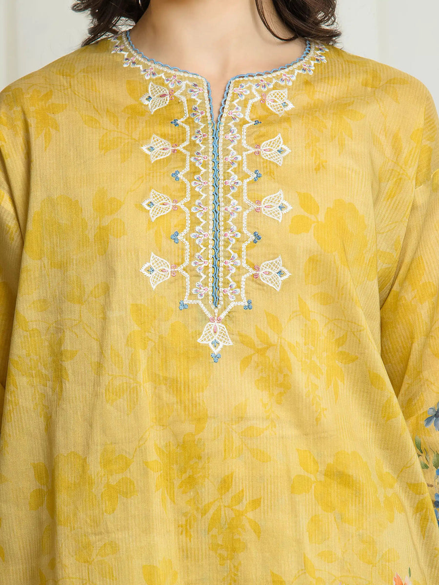 edenrobe Premium Festive Unstitched Lawn 3Pc Suit EWU6V1-33007