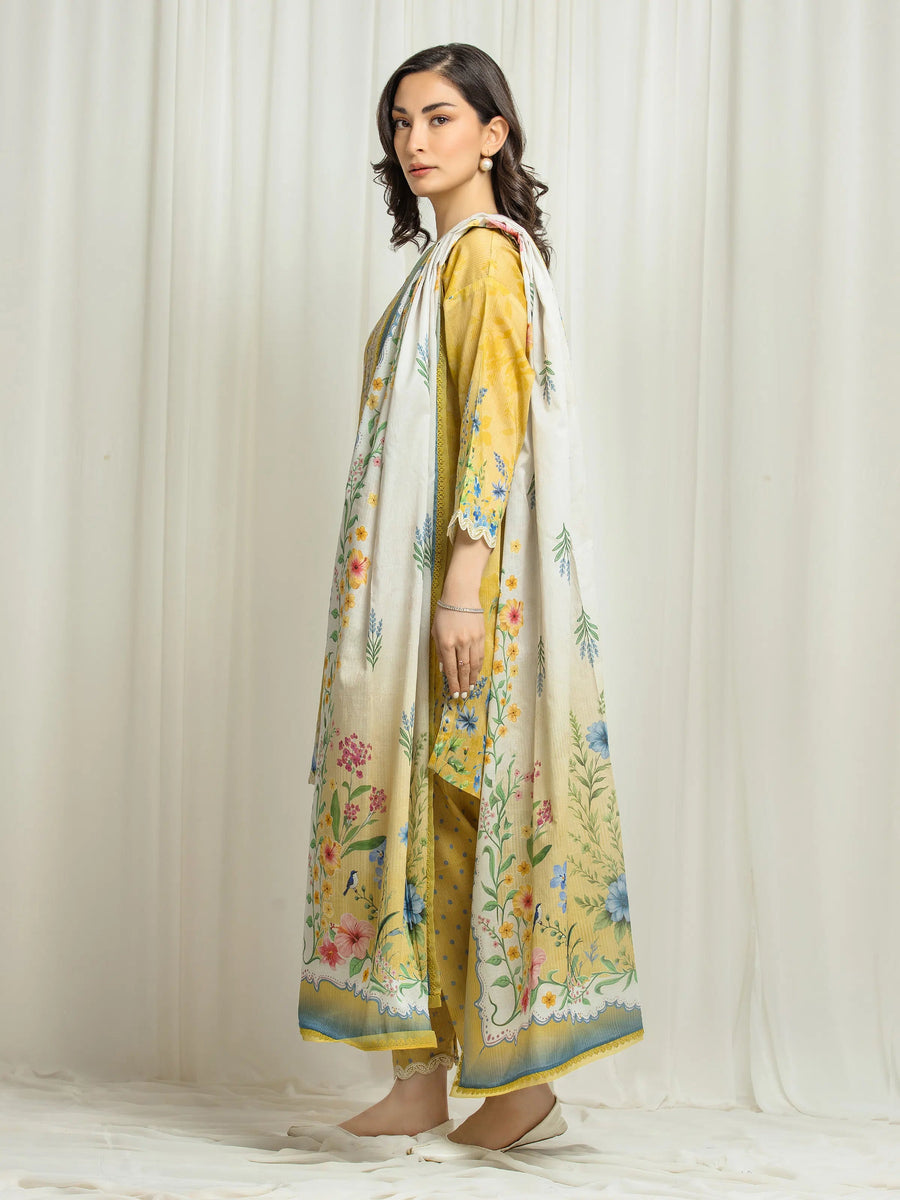 edenrobe Premium Festive Unstitched Lawn 3Pc Suit EWU6V1-33007