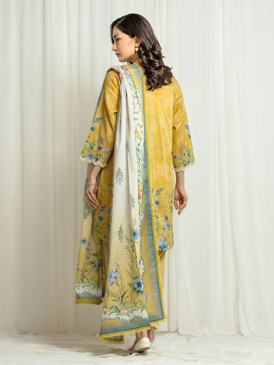 edenrobe Premium Festive Unstitched Lawn 3Pc Suit EWU6V1-33007