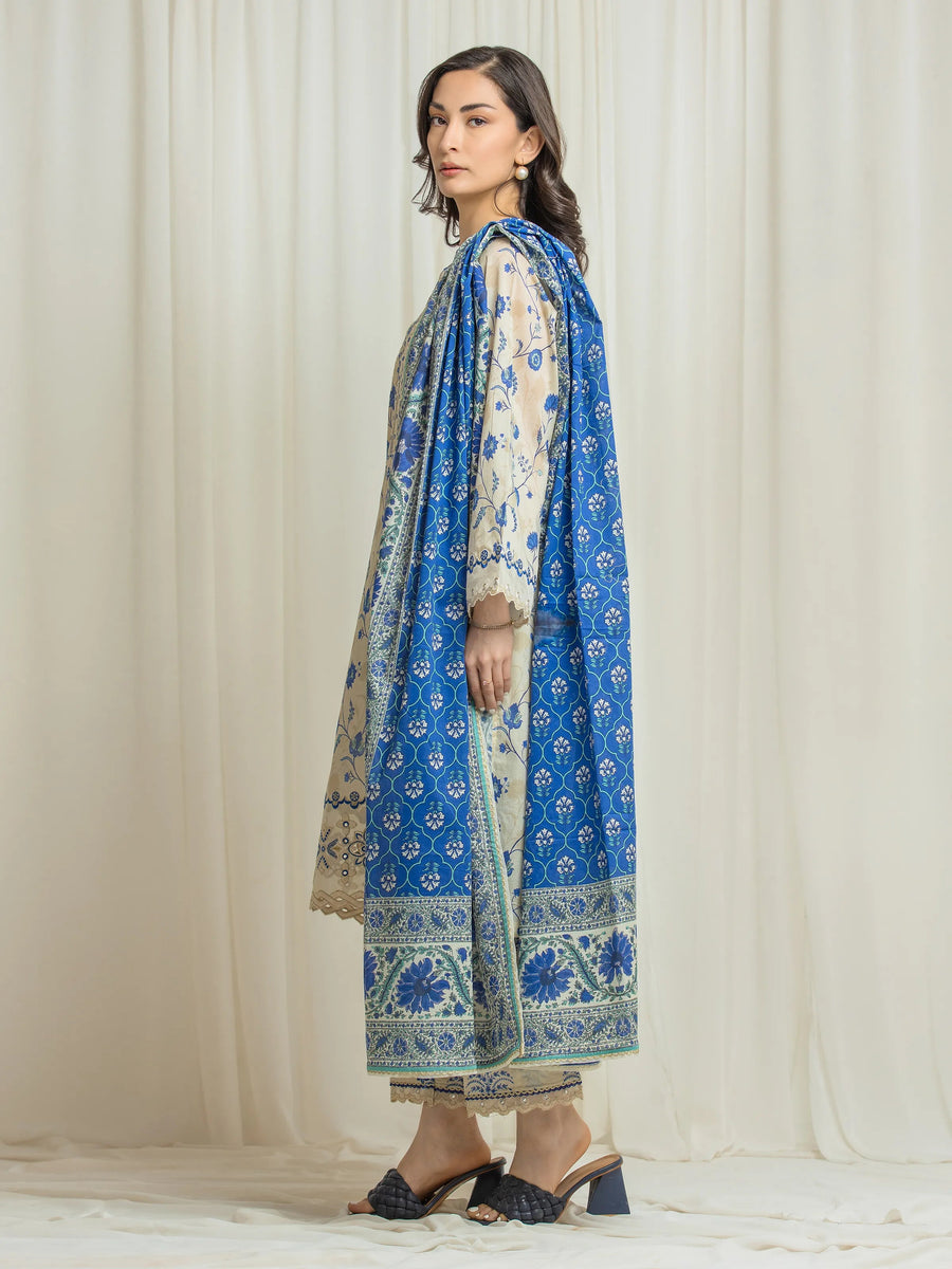 edenrobe Premium Festive Unstitched Lawn 3Pc Suit EWU6V1-33008