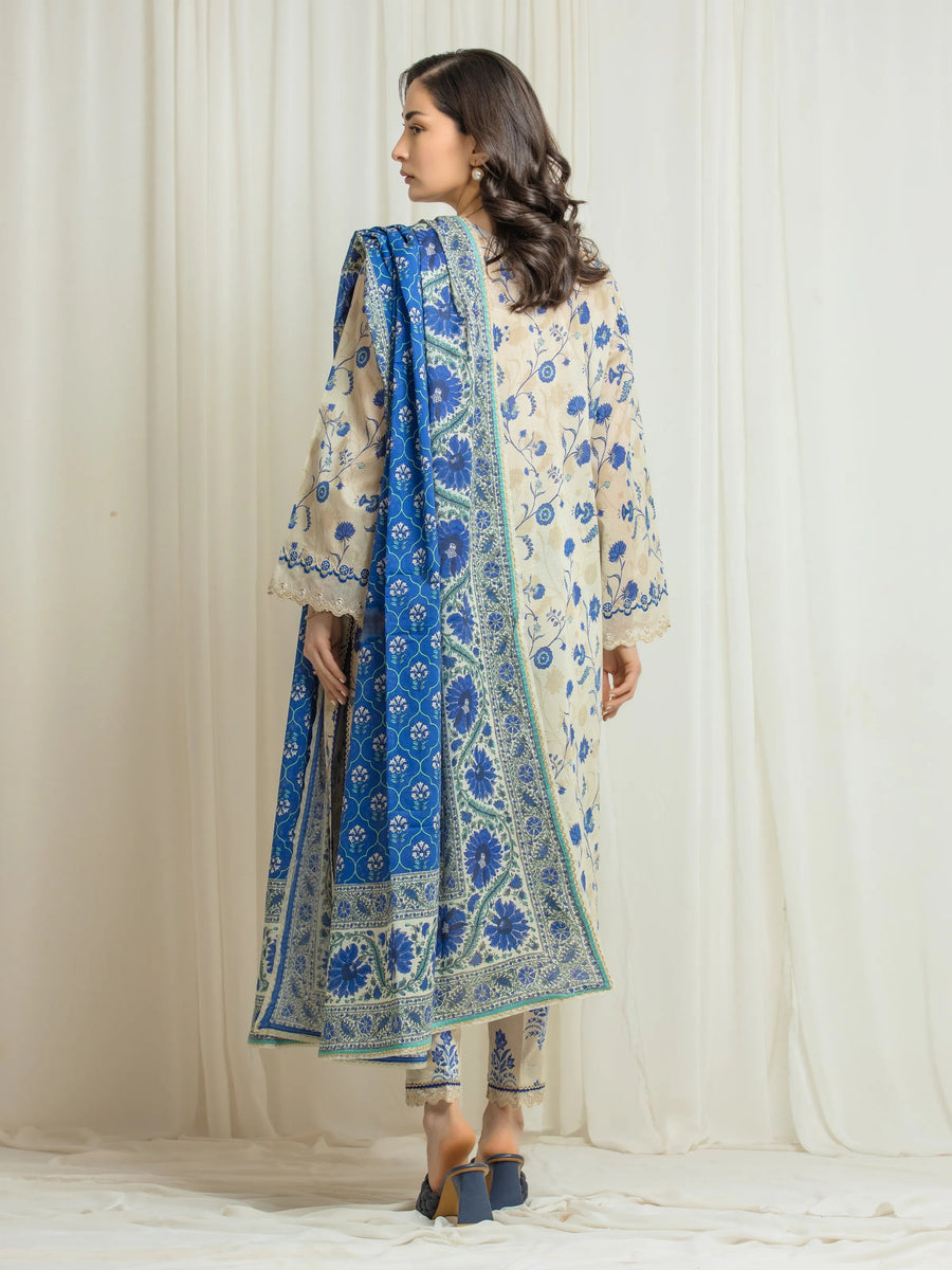 edenrobe Premium Festive Unstitched Lawn 3Pc Suit EWU6V1-33008