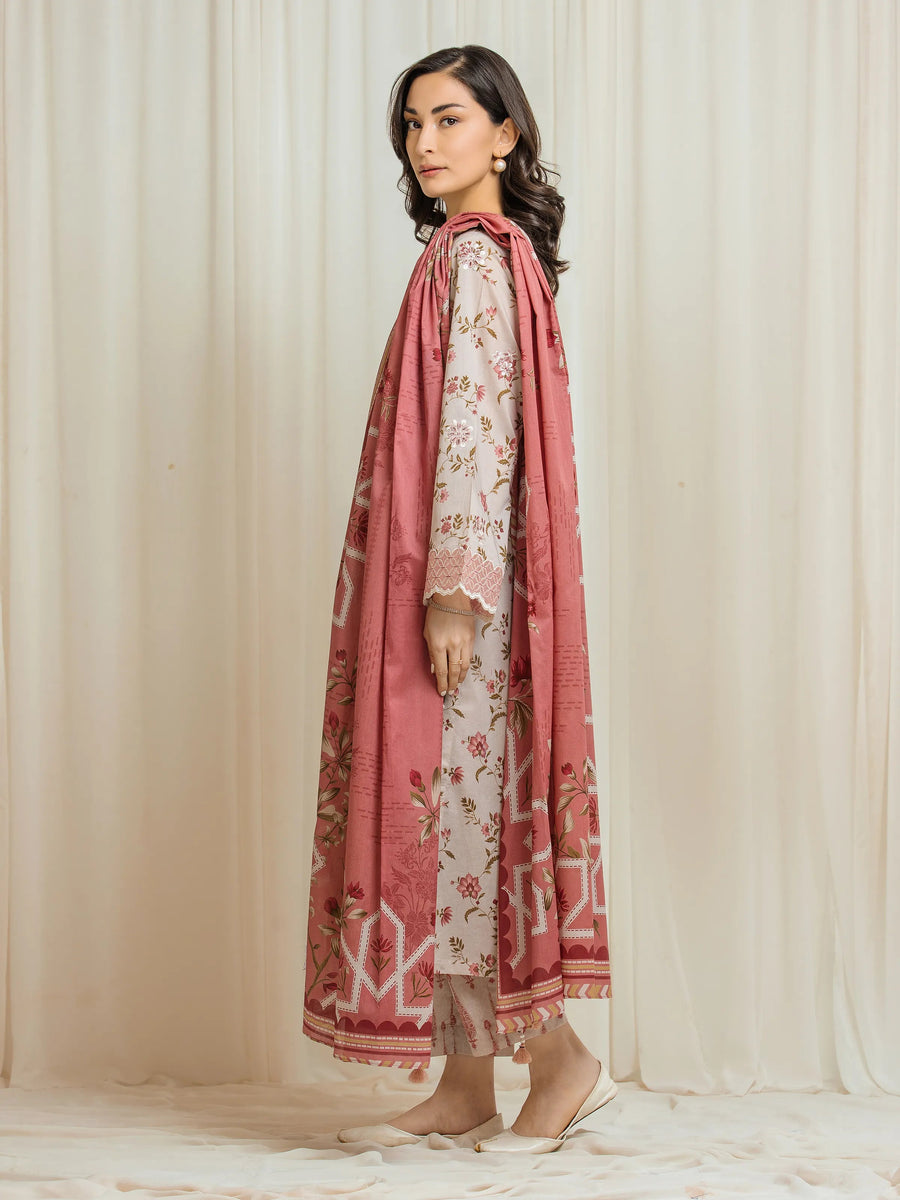 edenrobe Premium Festive Unstitched Lawn 3Pc Suit EWU6V1-33009
