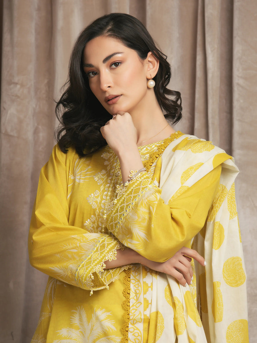edenrobe Premium Festive Unstitched Lawn 3Pc Suit EWU6V1-33011