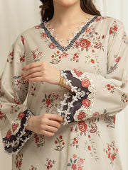 edenrobe Premium Embroidered Lawn Unstitched 3Pc Suit EWU6V1-33012
