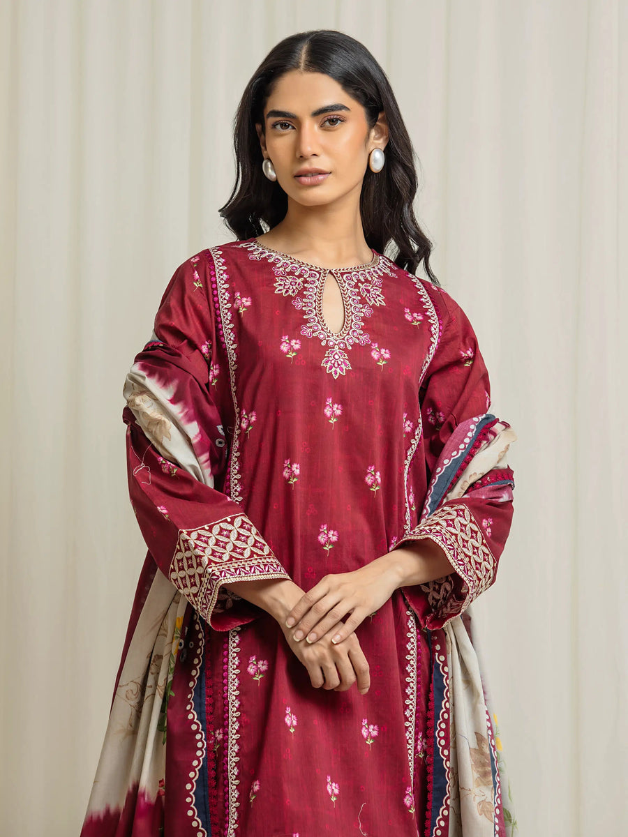edenrobe Premium Festive Unstitched Lawn 3Pc Suit EWU6V1-33013
