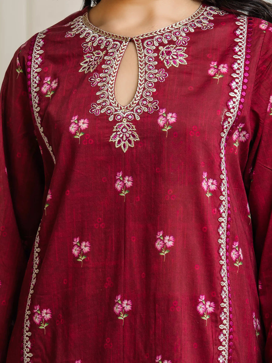edenrobe Premium Festive Unstitched Lawn 3Pc Suit EWU6V1-33013