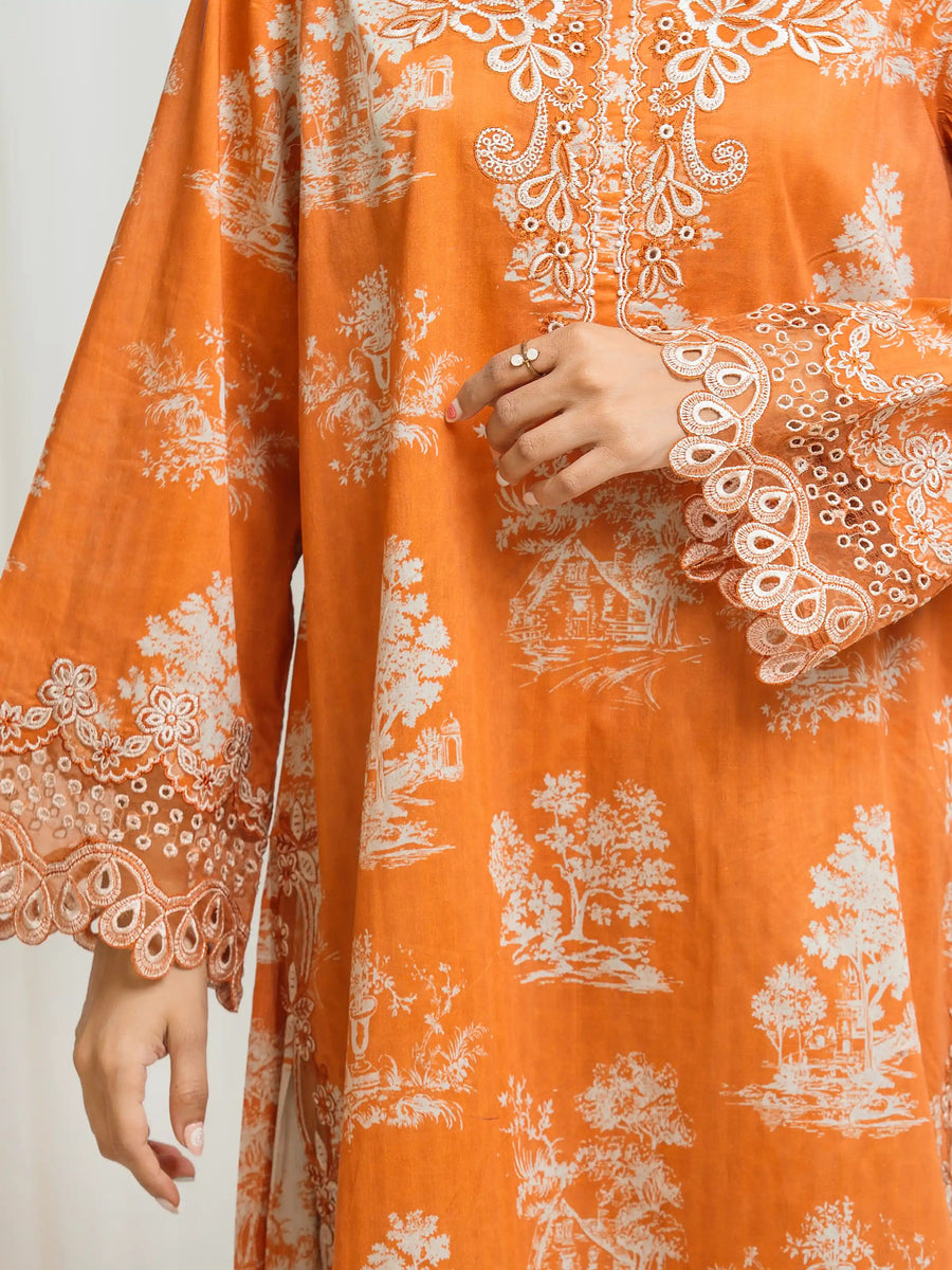 edenrobe Premium Festive Unstitched Lawn 3Pc Suit EWU6V1-33015