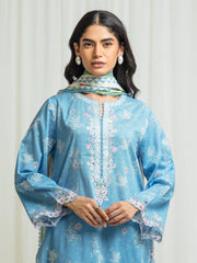 edenrobe Premium Embroidered Lawn Unstitched 3Pc Suit EWU6V1-33016