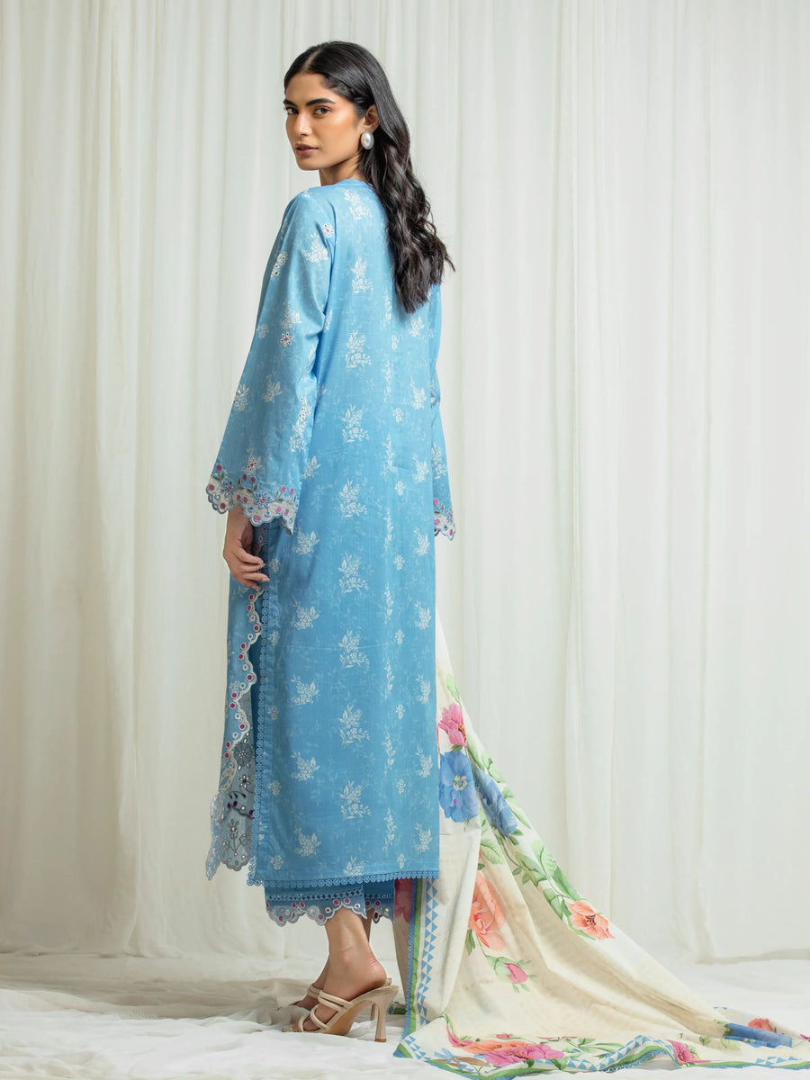 edenrobe Premium Embroidered Lawn Unstitched 3Pc Suit EWU6V1-33016