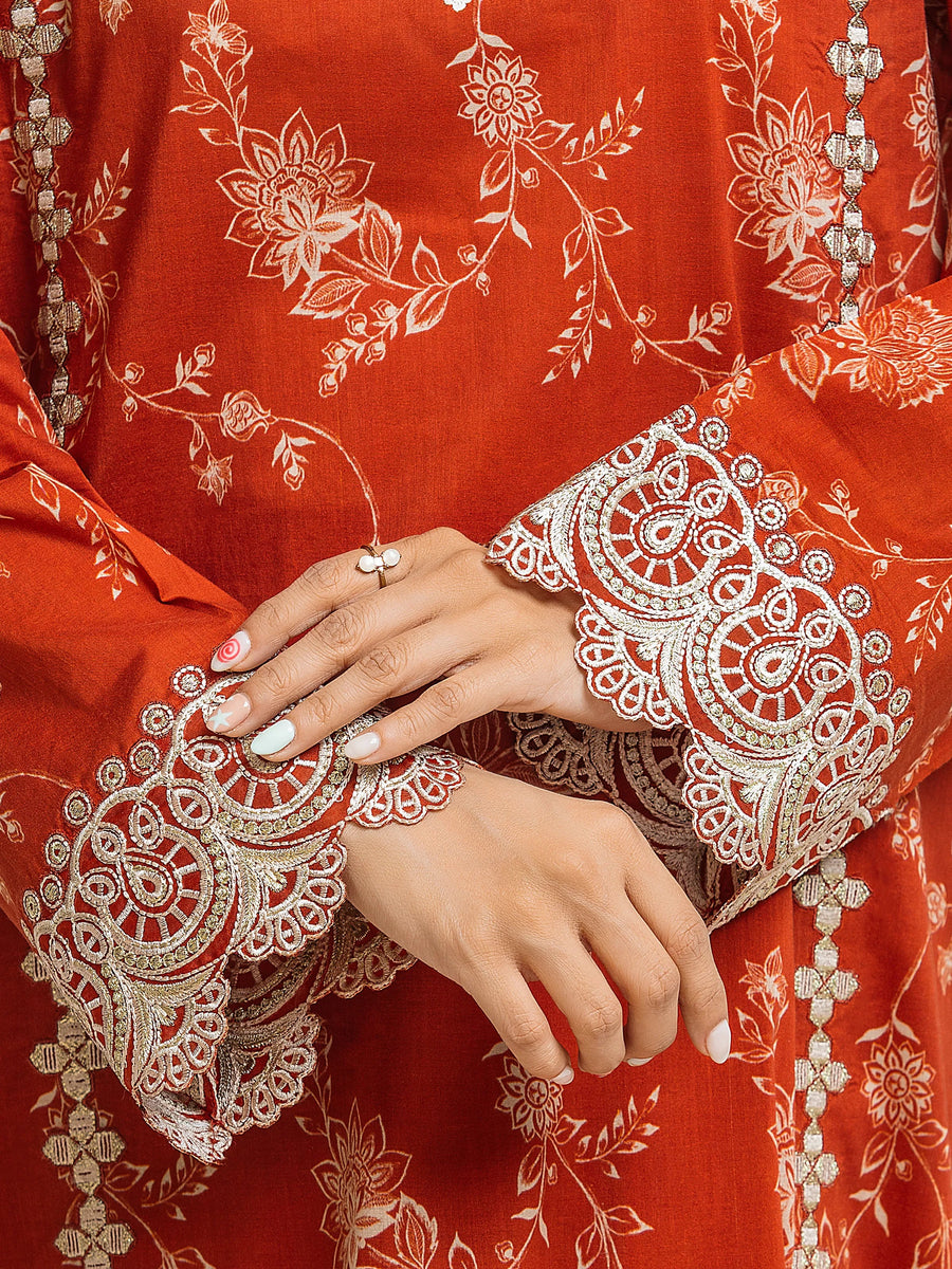 edenrobe Premium Festive Unstitched Lawn 3Pc Suit EWU6V1-33018