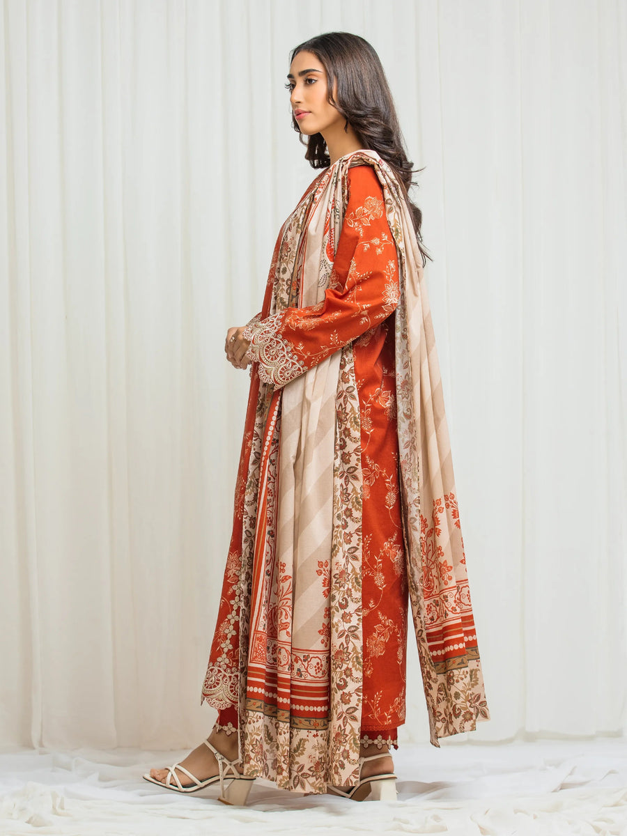 edenrobe Premium Festive Unstitched Lawn 3Pc Suit EWU6V1-33018