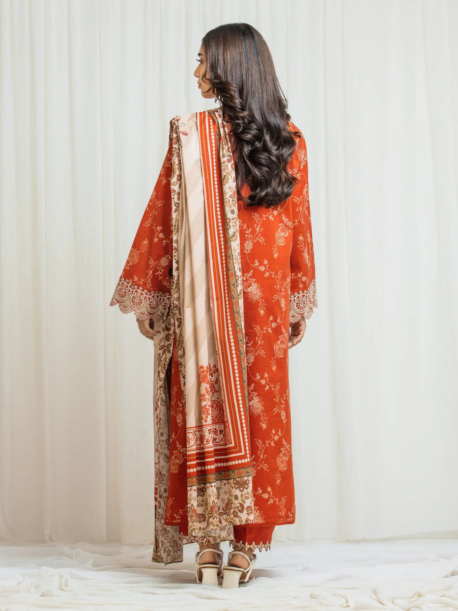 edenrobe Premium Festive Unstitched Lawn 3Pc Suit EWU6V1-33018