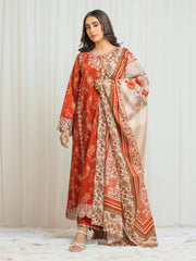 edenrobe Premium Festive Unstitched Lawn 3Pc Suit EWU6V1-33018
