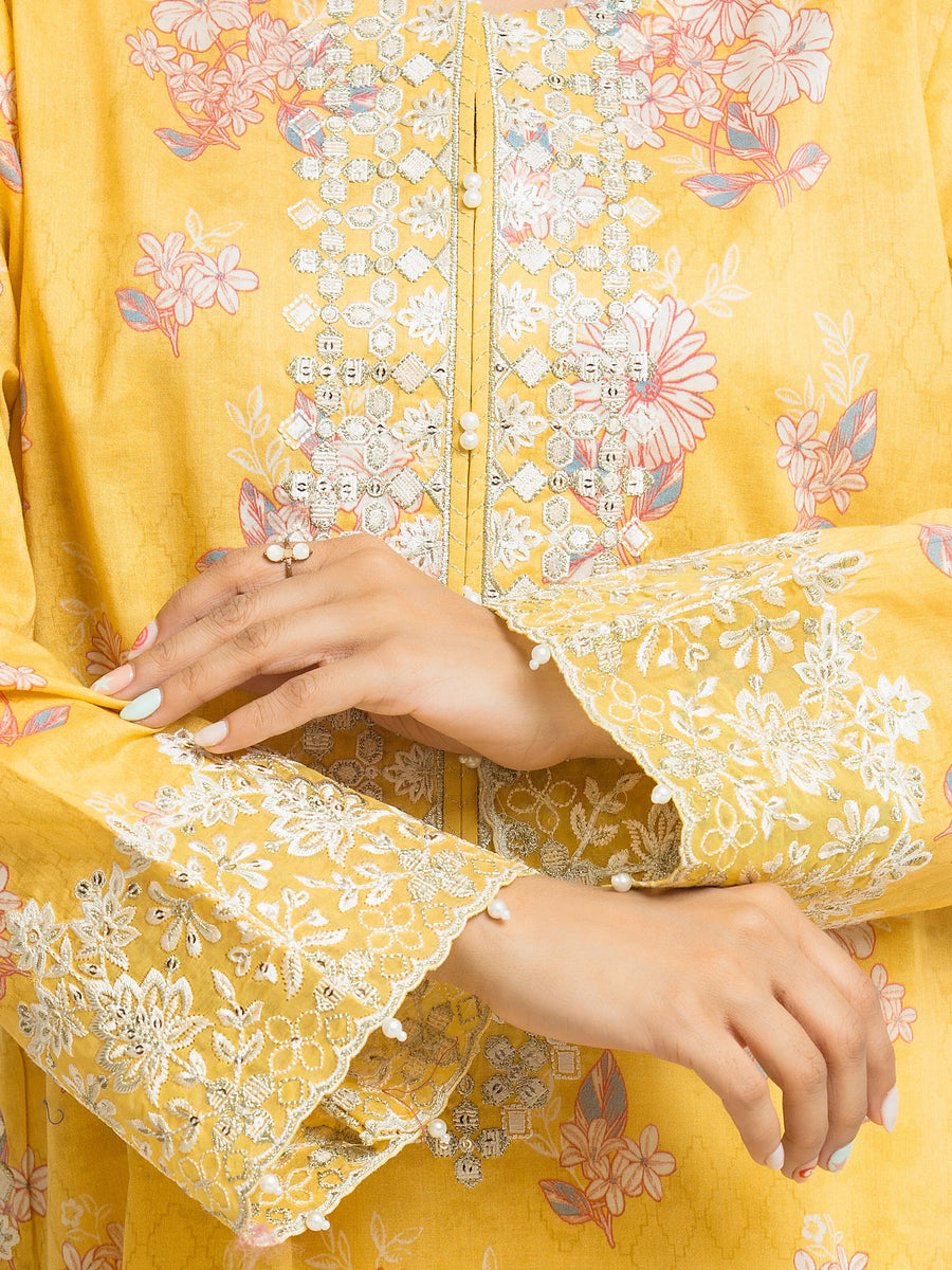 edenrobe Premium Festive Unstitched Lawn 3Pc Suit EWU6V1-33019
