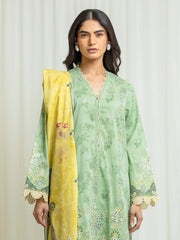 edenrobe Premium Embroidered Lawn Unstitched 3Pc Suit EWU6V1-33021