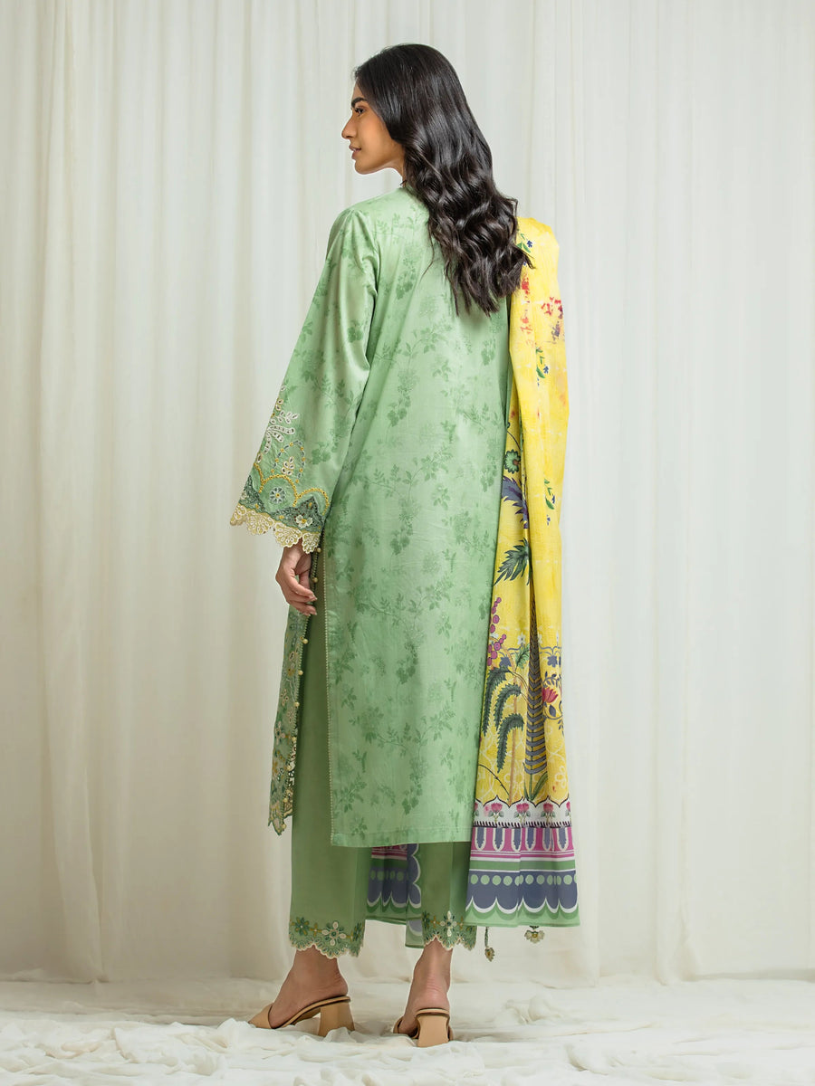edenrobe Premium Embroidered Lawn Unstitched 3Pc Suit EWU6V1-33021