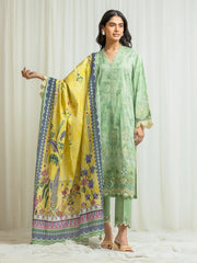 edenrobe Premium Embroidered Lawn Unstitched 3Pc Suit EWU6V1-33021