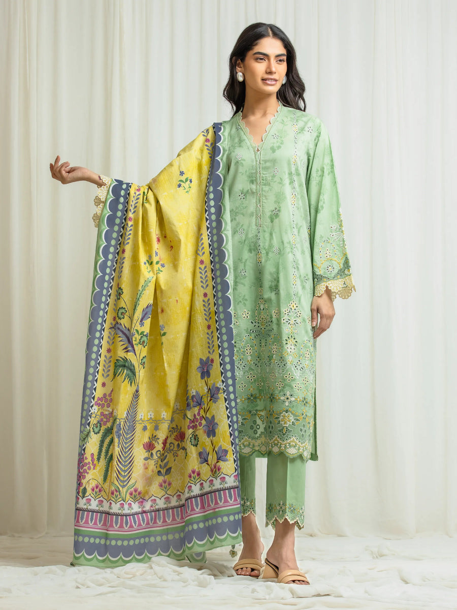 edenrobe Premium Embroidered Lawn Unstitched 3Pc Suit EWU6V1-33021