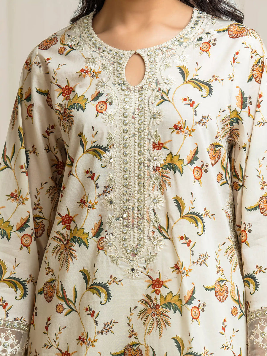 edenrobe Premium Festive Unstitched Lawn 3Pc Suit EWU6V1-33022