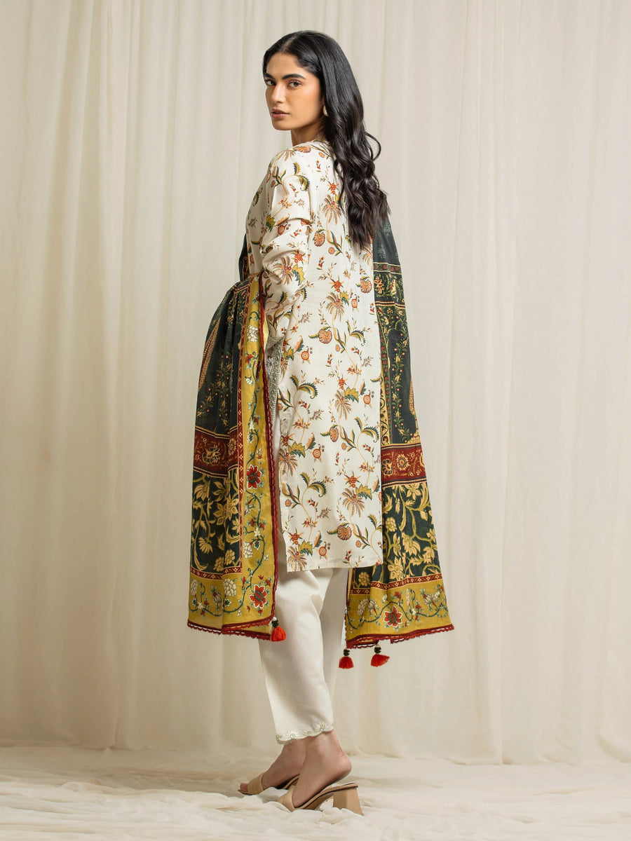 edenrobe Premium Festive Unstitched Lawn 3Pc Suit EWU6V1-33022