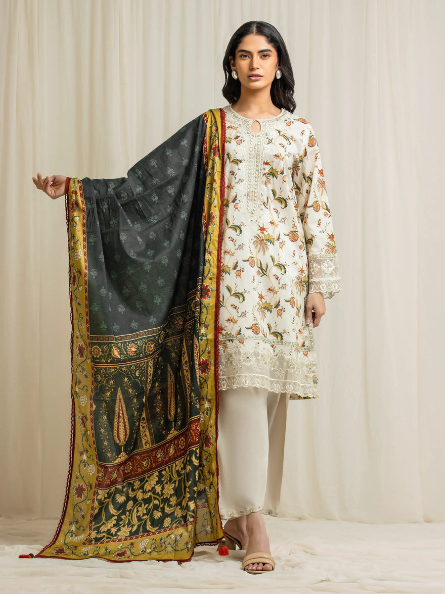 edenrobe Premium Festive Unstitched Lawn 3Pc Suit EWU6V1-33022