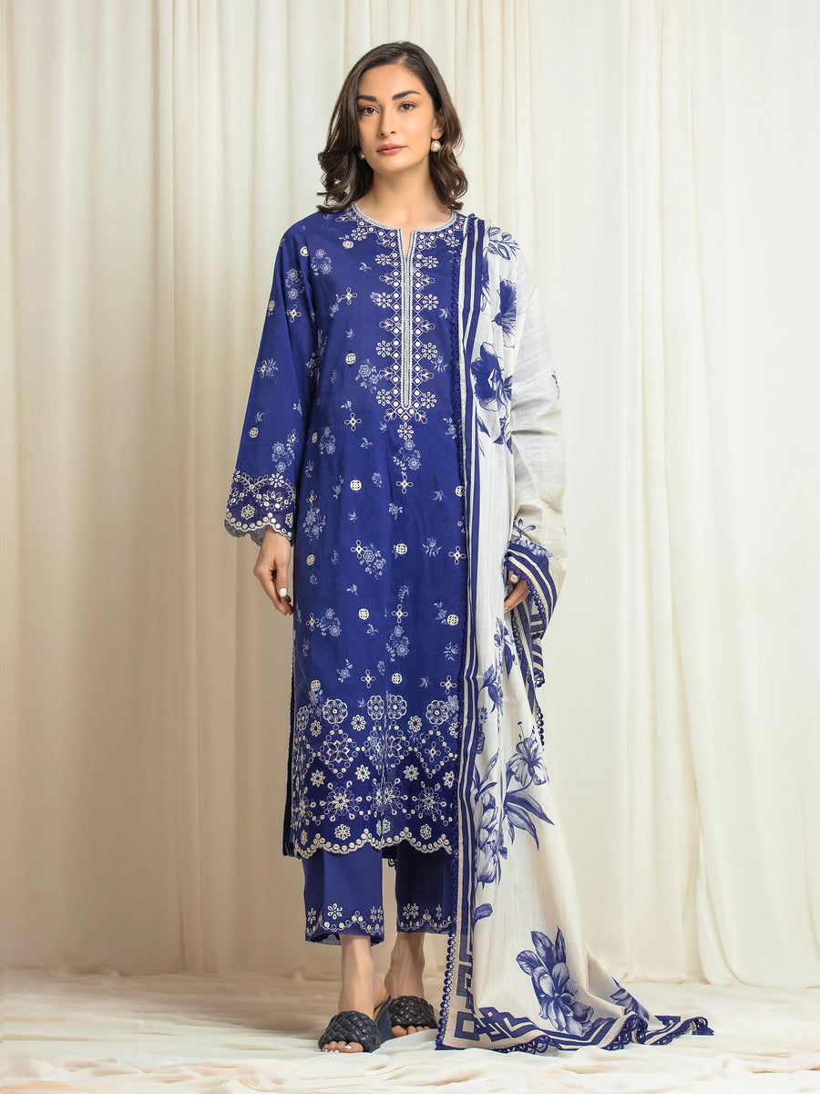 edenrobe Premium Festive Unstitched Lawn 3Pc Suit EWU6V1-33024