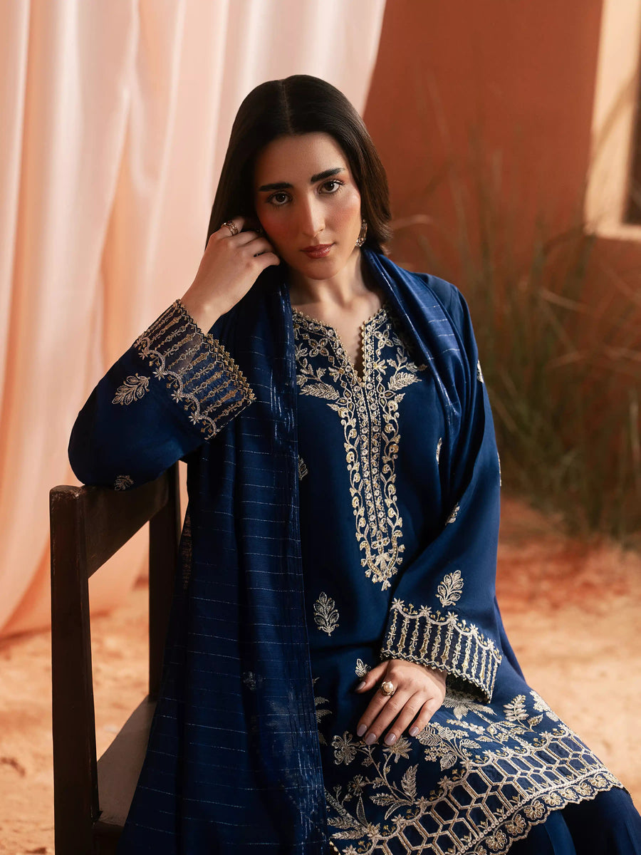 edenrobe Festive Unstitched Embroidered Silk 3Pc Suit EWU6V16-32096