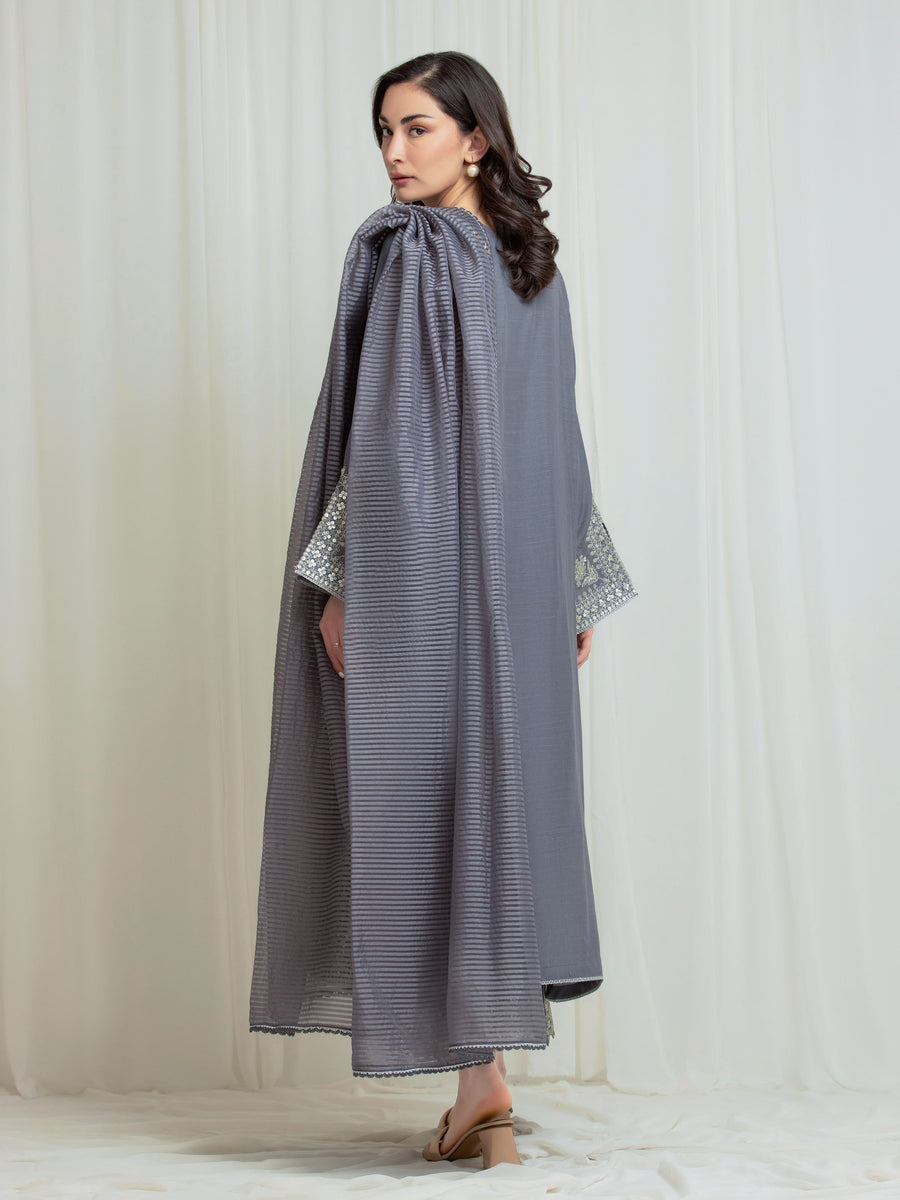 edenrobe Premium Unstitched Embroidered Silk 3Pc Suit EWU6V16-32097