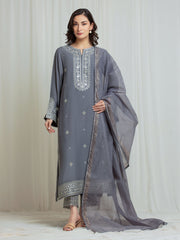 edenrobe Premium Unstitched Embroidered Silk 3Pc Suit EWU6V16-32097