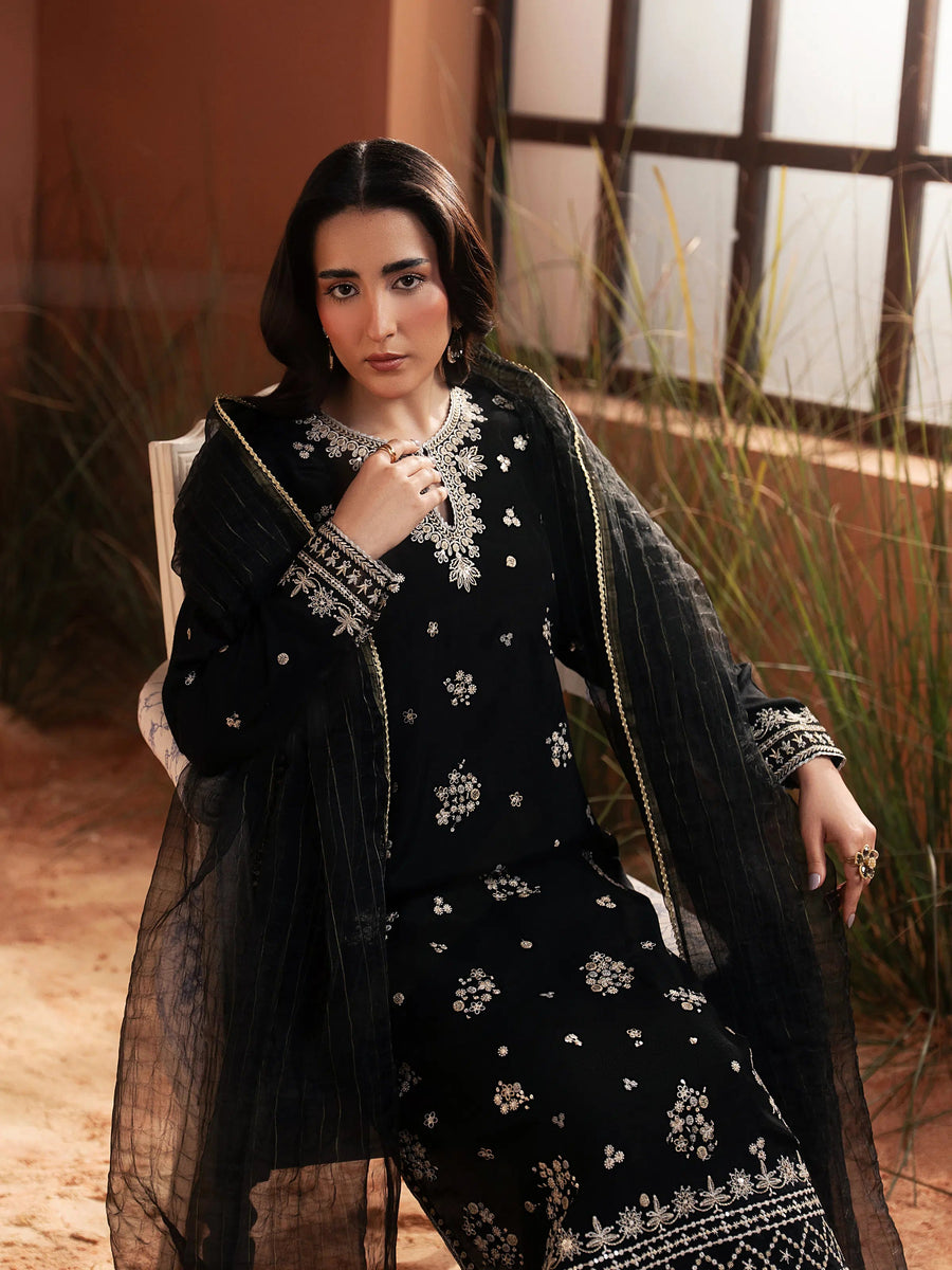 edenrobe Premium Unstitched Embroidered Silk 3Pc Suit EWU6V16-32099