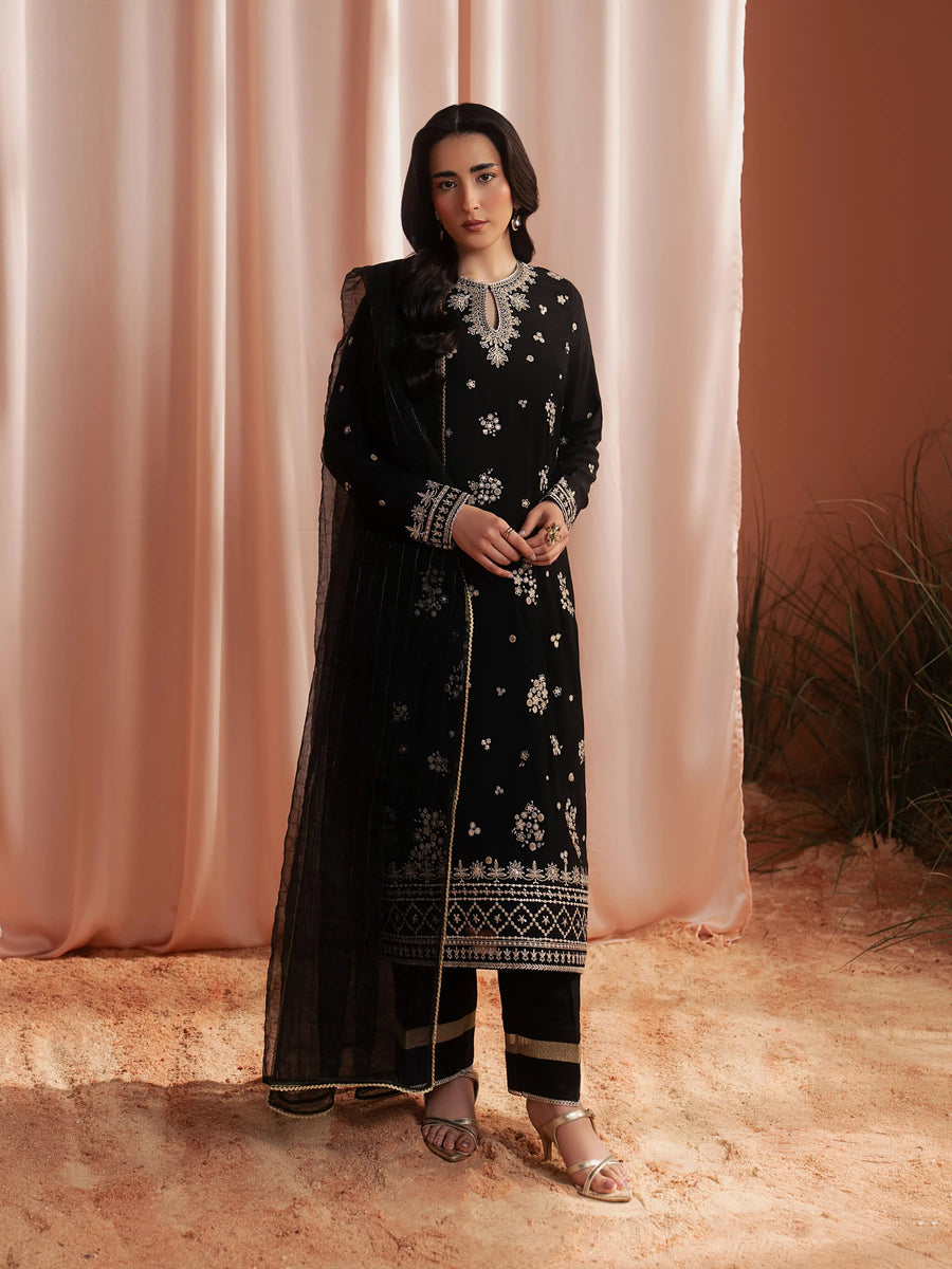 edenrobe Premium Unstitched Embroidered Silk 3Pc Suit EWU6V16-32099