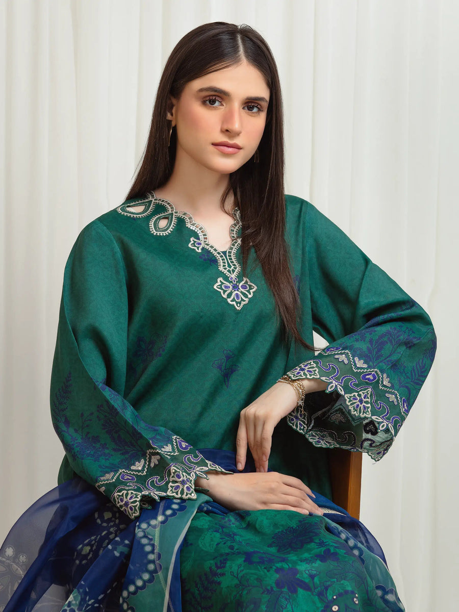 edenrobe Premium Unstitched Embroidered Silk 3Pc Suit EWU6V16-33531