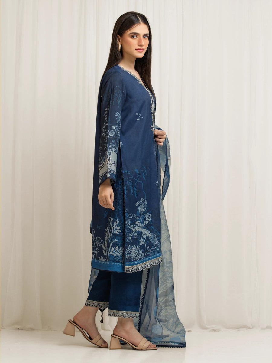 edenrobe Premium Unstitched Embroidered Silk 3Pc Suit EWU6V16-33532
