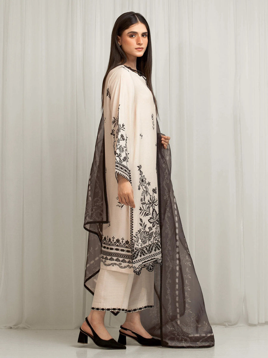 edenrobe Premium Unstitched Embroidered Silk 3Pc Suit EWU6V16-33533