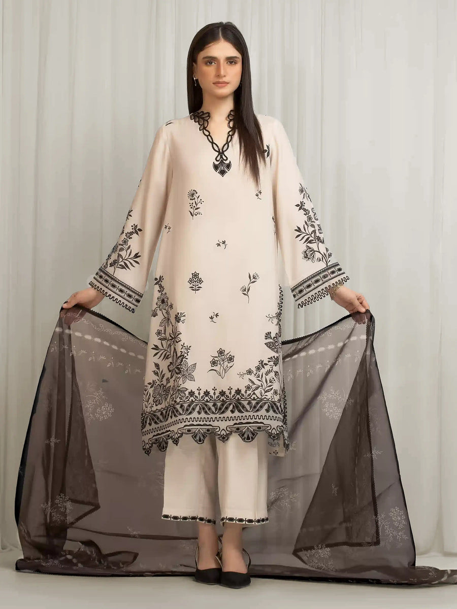 edenrobe Premium Unstitched Embroidered Silk 3Pc Suit EWU6V16-33533