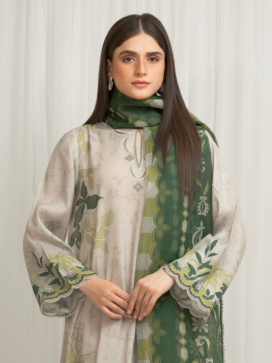 edenrobe Premium Unstitched Embroidered Silk 3Pc Suit EWU6V16-33534