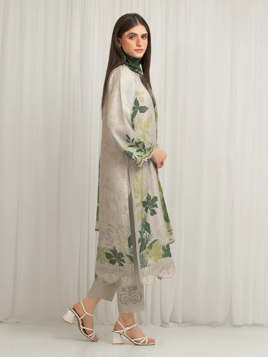 edenrobe Premium Unstitched Embroidered Silk 3Pc Suit EWU6V16-33534