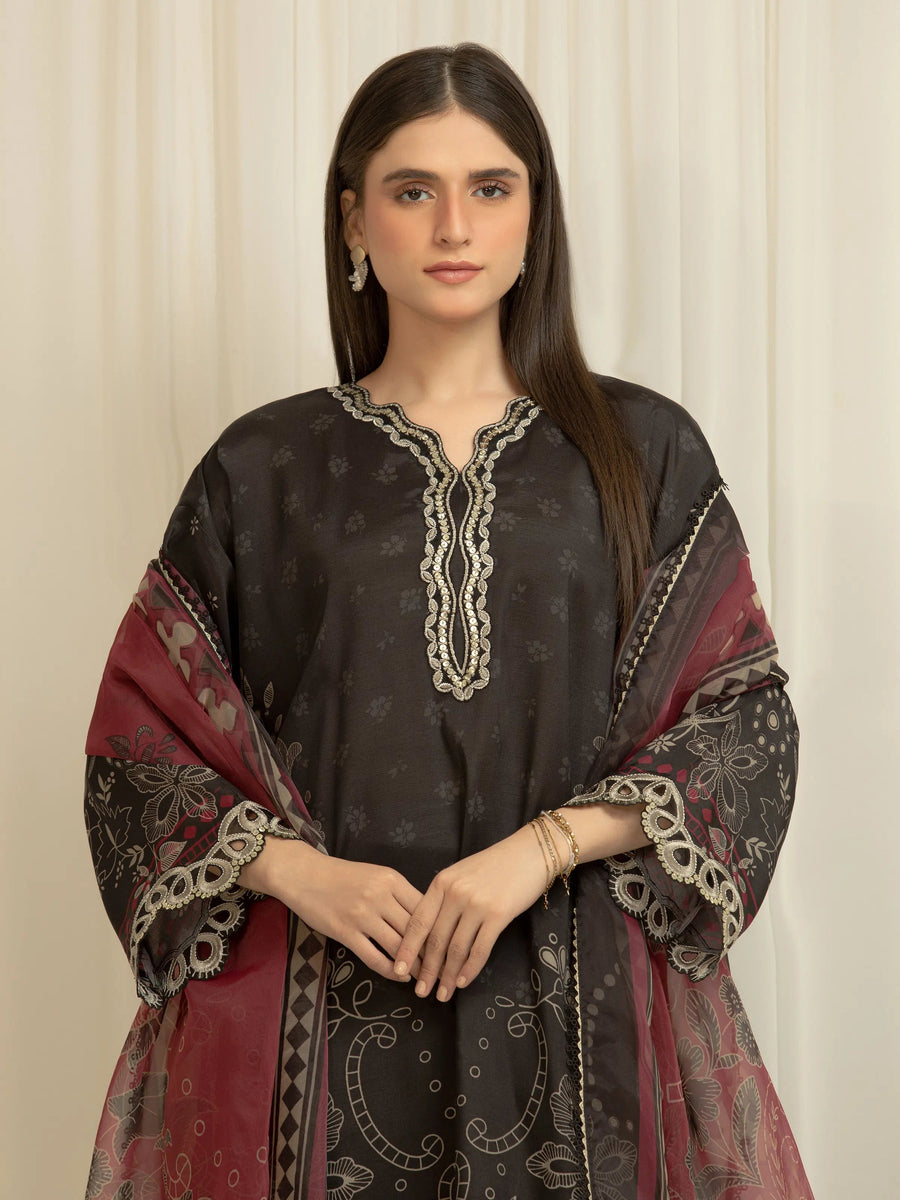 edenrobe Festive Unstitched Embroidered Silk 3Pc Suit EWU6V16-33535