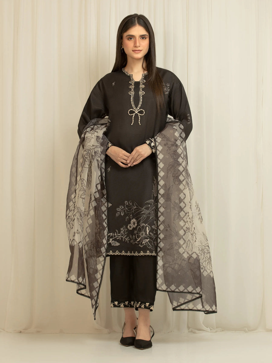 edenrobe Festive Unstitched Embroidered Silk 3Pc Suit EWU6V16-33536