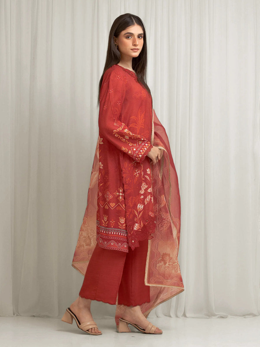 edenrobe Premium Unstitched Embroidered Silk 3Pc Suit EWU6V16-33537
