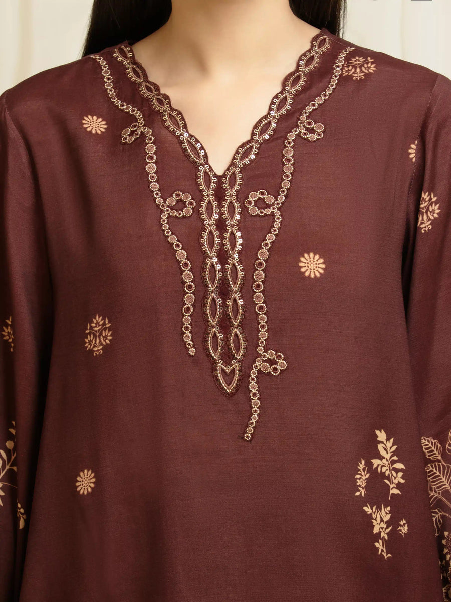 edenrobe Premium Unstitched Embroidered Silk 3Pc Suit EWU6V16-33538