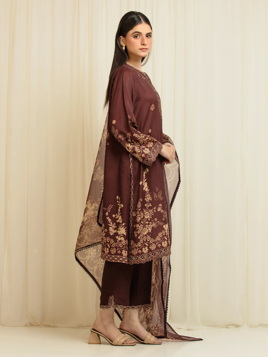 edenrobe Premium Unstitched Embroidered Silk 3Pc Suit EWU6V16-33538