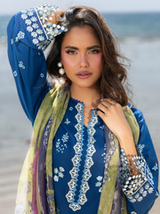 edenrobe Premium Unstitched Embroidered Cambric 3Pc Suit EWU6V2-33448