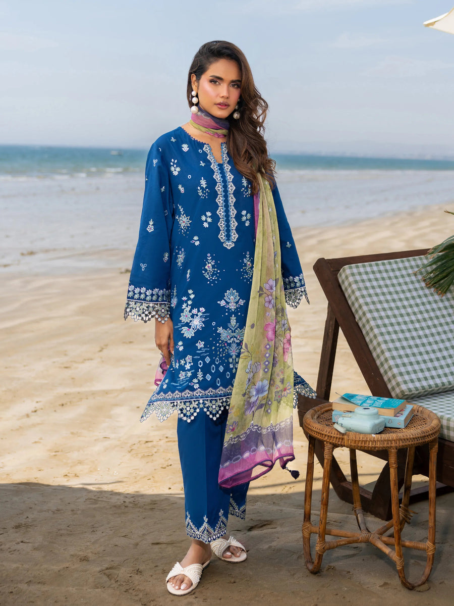 edenrobe Premium Unstitched Embroidered Cambric 3Pc Suit EWU6V2-33448