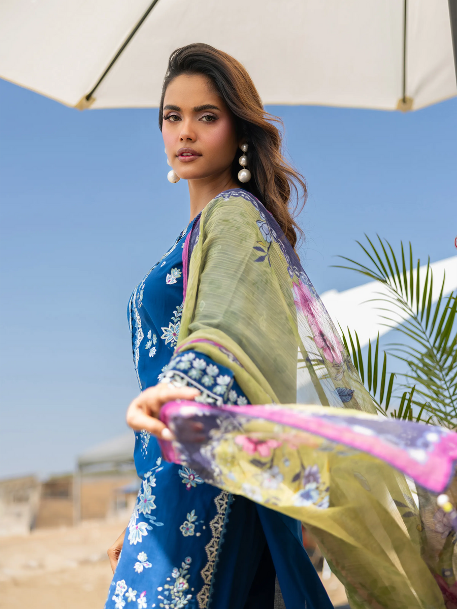 edenrobe Premium Unstitched Embroidered Cambric 3Pc Suit EWU6V2-33448